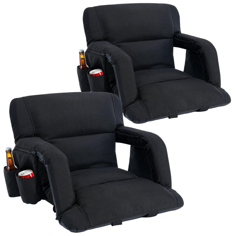 Wide Stadium Seats With Back Support Armrests And Comfy Cushion For Sport Events Camping, 14.2" H x 21" W x 14.2" D