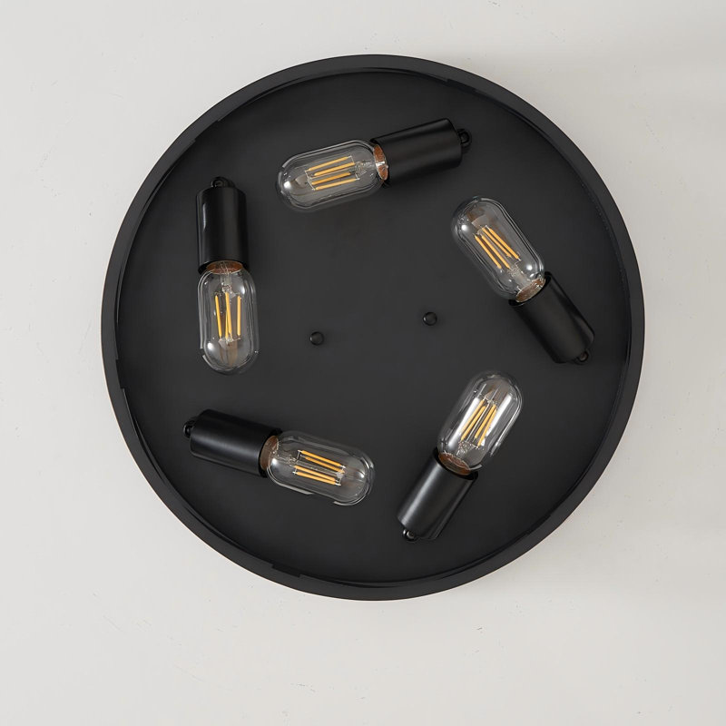 Industrial Round Cage Flush Mount Ceiling Light