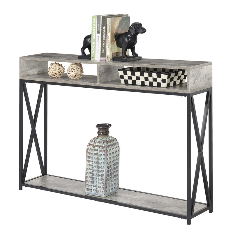 Ariyana 47.25'' Console Table, Faux Birch Top/Black Base