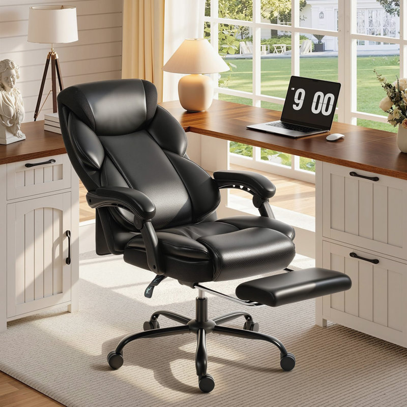 HOMCOM Office Chair Reclining Computer Desk Chair with Footrest Black