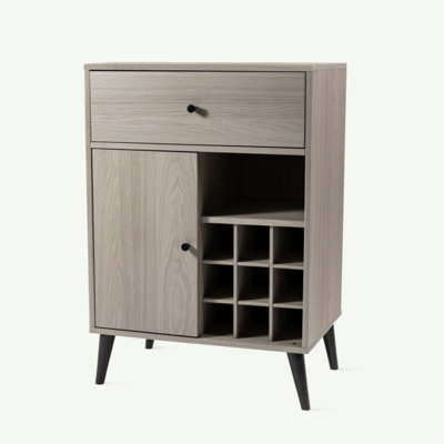 Modern Grey Wine Cabinet, Single Drawer, Single Cabinet With A Removable Wine Rack