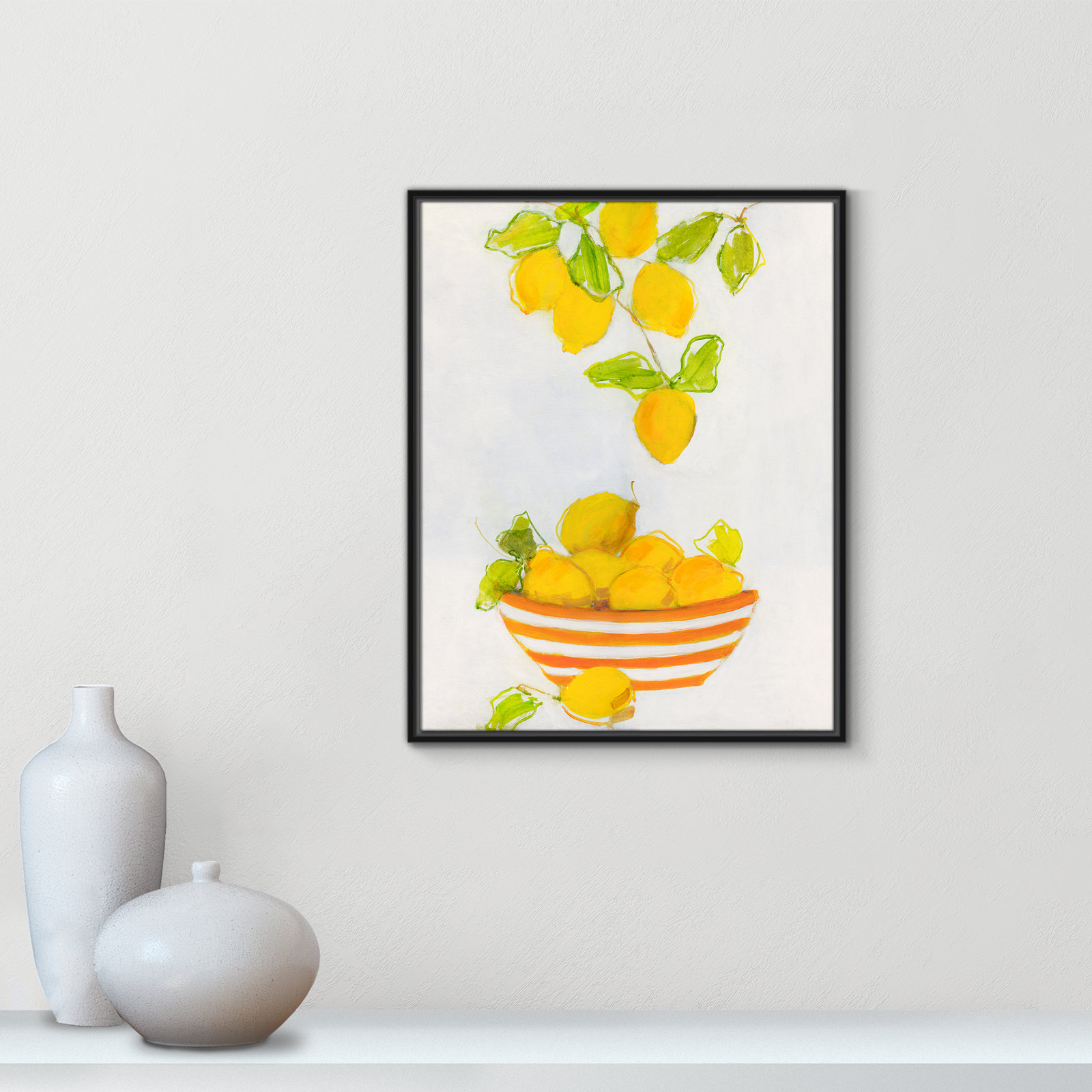 Darcy "Lemonlicious" Painting by Sally Swatland, 29.5" H x 23.5" W x 2" D, Black Framed Canvas
