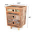 Table de chevet rétro en bois recyclé naturel - 3 tiroirs, table de chevet pratique 3 pour la chambre à coucher