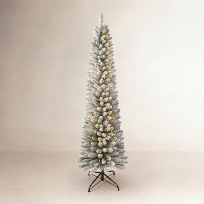 Pre-Lit Flocked Slim Christmas Tree