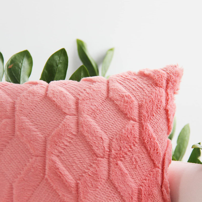 Ensemble de 2 housses de coussins décoratifs avec insertions - Ensemble complet de coussins décoratifs 12 po x 20 po, Corail