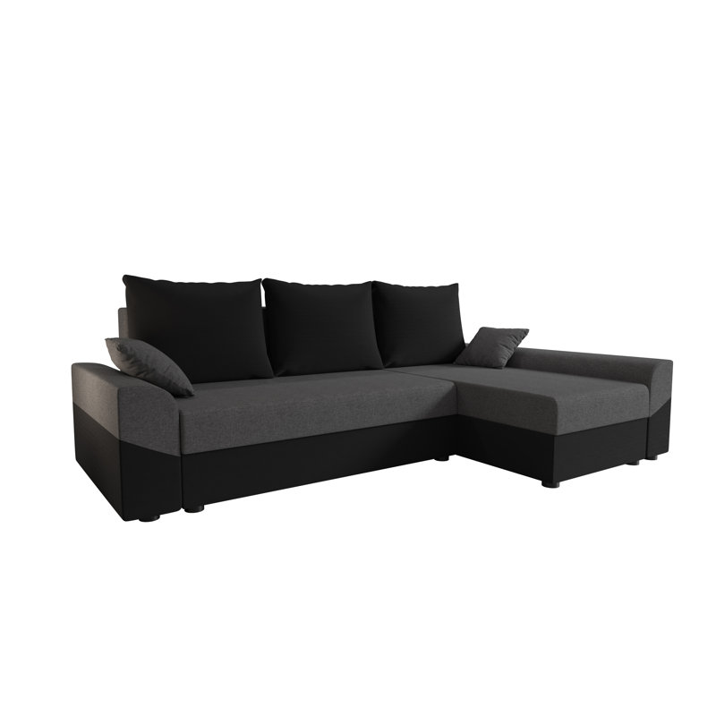 Shally 4 Seater Corner Sofa , Right -sided, Dark gray/Black - Sawana05/Sawana14
