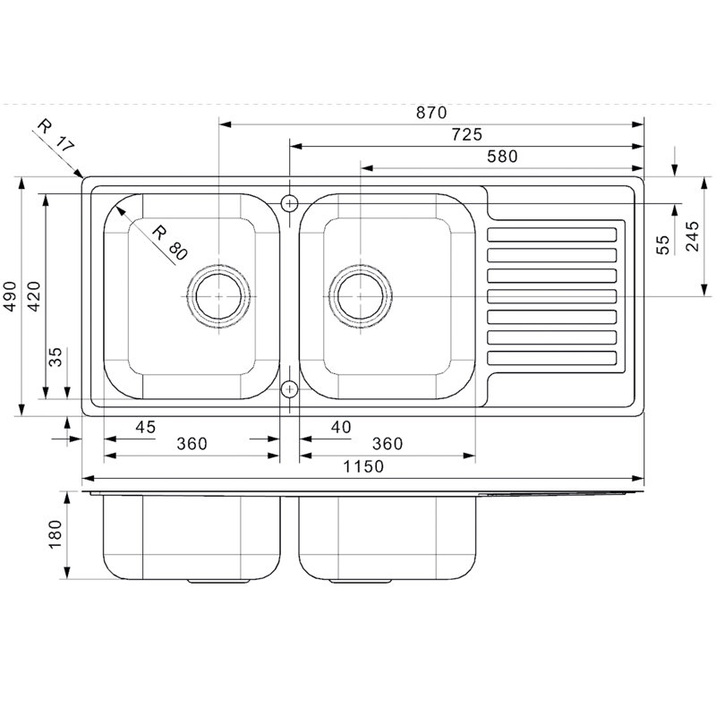 Centurio Double Bowl Inset Kitchen Sink