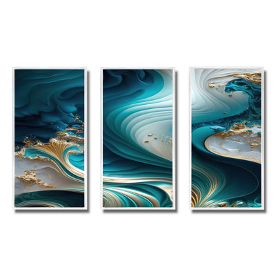 Géode abstraite turquoise III - reproduction de 3 pièces