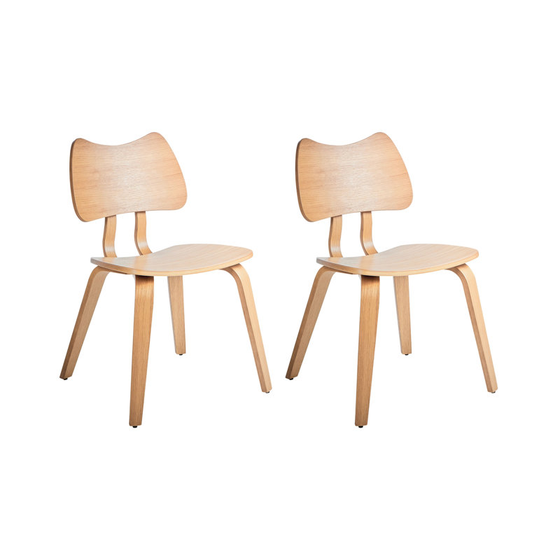 Set of 2 Dining Chairs DIANA Wood, Light Yellow Wood