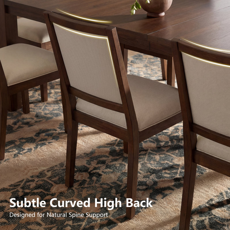 7 Pieces Dining Set, 7 Pieces: Table, 6 Chairs, Brown