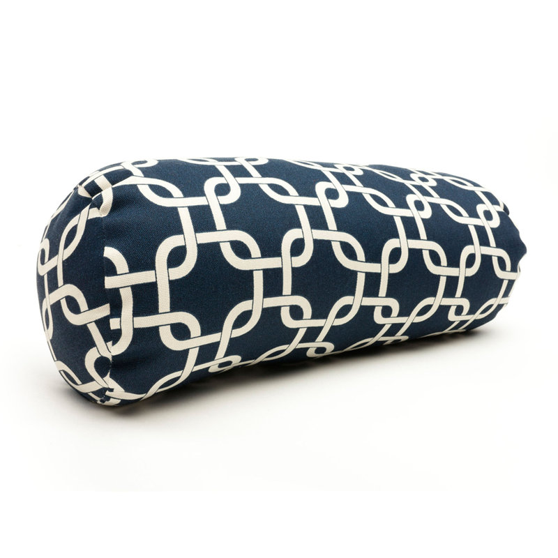 Links Geometric Outdoor Reversible Throw Pillow, Navy Blue