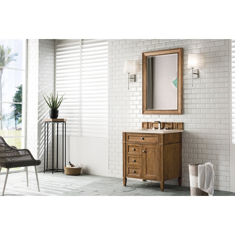 Brittany 30'' W Single Vanity, Saddle Brown, Parisien Bleu, 8" Widespread