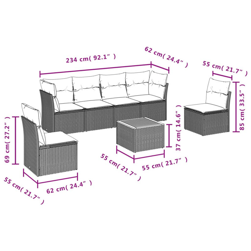 Ensemble de canapé de jardin Vidaxl