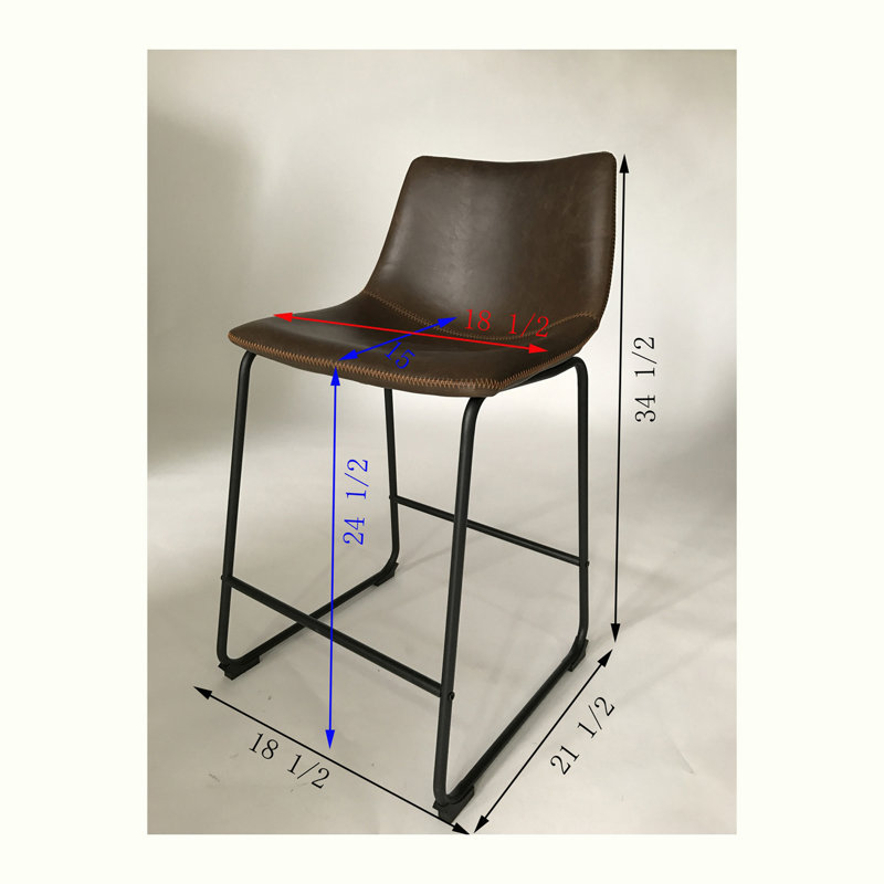Tabouret de bar à hauteur de comptoir en similicuir, ensemble de 2, Similicuir - brun