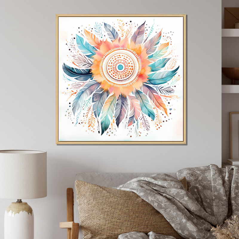 Pastel Boho Dreamcather, H 30 po x l 30 po x P 1 po, Cadre naturel flottant