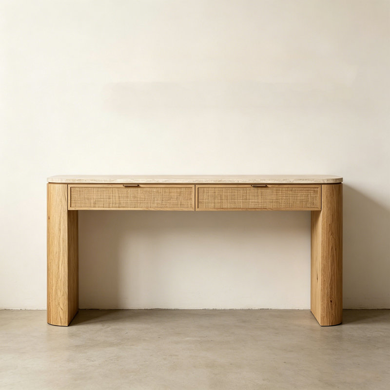 Console champêtre rétro, H 31,5 po x l 62,99 po x P 13,78 po