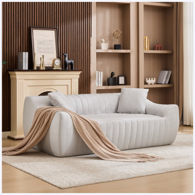 Loveseat Sofa with Pillows Faux Leather for Living Room, Apartment, Small Spaces