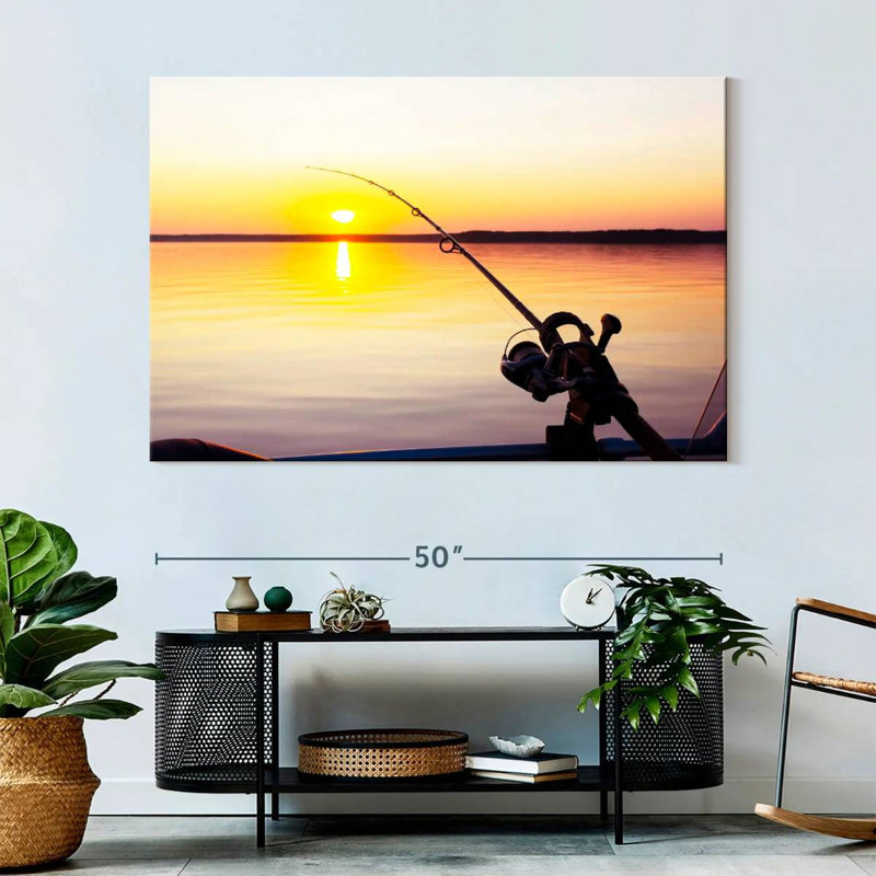 Senne pêchant au coucher du soleil, H 34 po x l 51 po