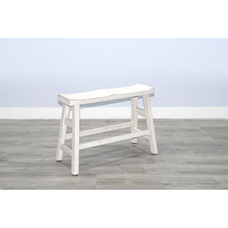 Ashat Solid Wood Bench, 24" H x 33" W x 14.5" D, White Sand