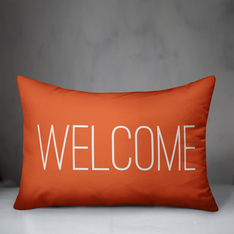 Textual Outdoor Throw Pillow, Navy