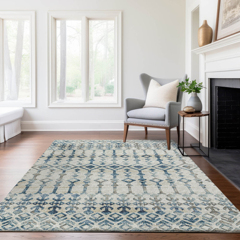 Premium Machine Washable Fayina Ivory Rug, Rectangle 8' x 10'