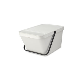 White 20 Litre Large Stackable Recycling Sorting Colour Coded Plastic Bins  w Lid