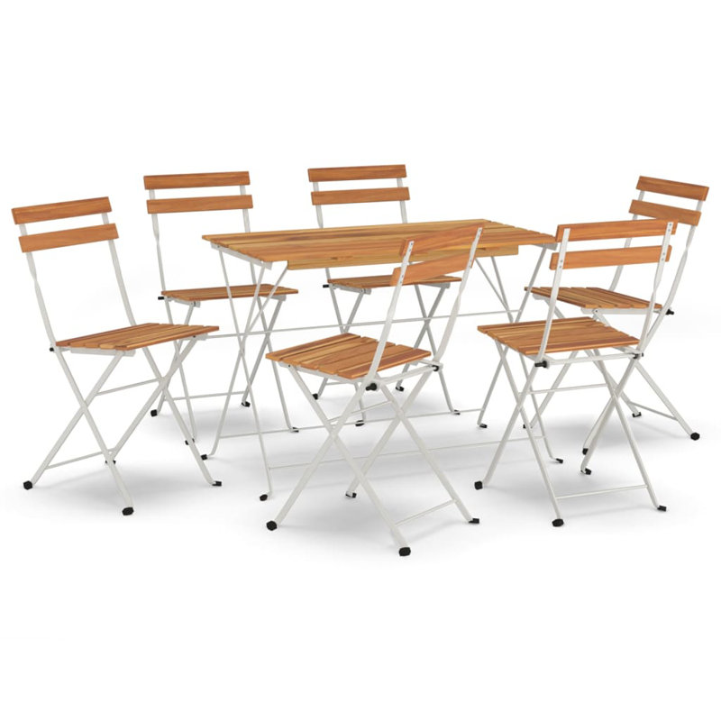 Alliene 6 - Person Acacia Patio Dining Set with Rectangular Table, White