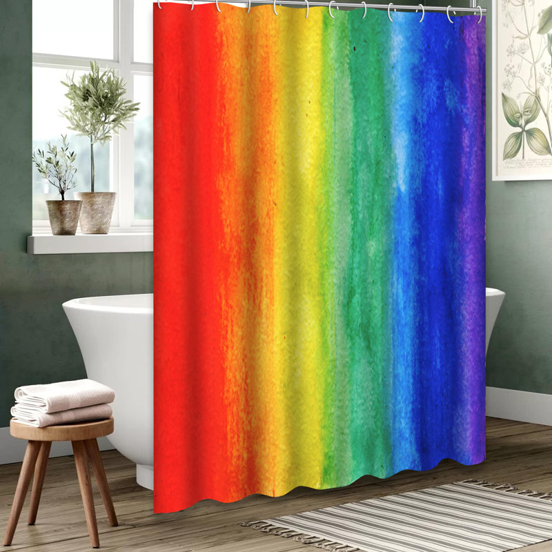 Rideau de douche avec 12 crochets Rainbow, L 72 po x l 84 po