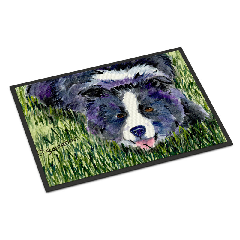 Tapis de porte d’intérieur anti-dérapant border collie, Rectangle 1 pi 6 po x 2 pi 3 po