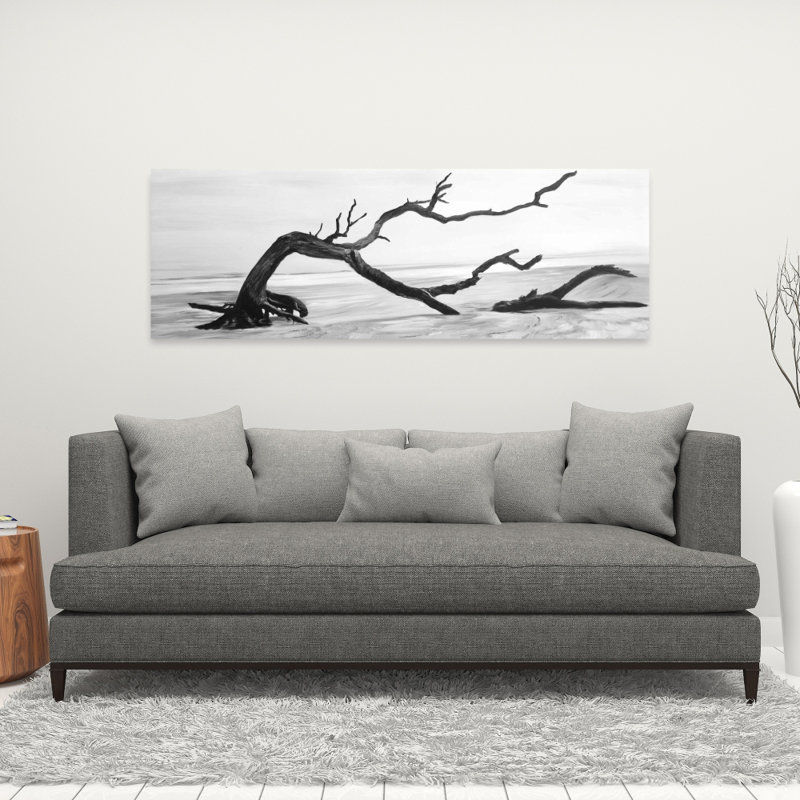 Toile grise grise - Arbre mort dans l'eau | Art mural de chambre à coucher