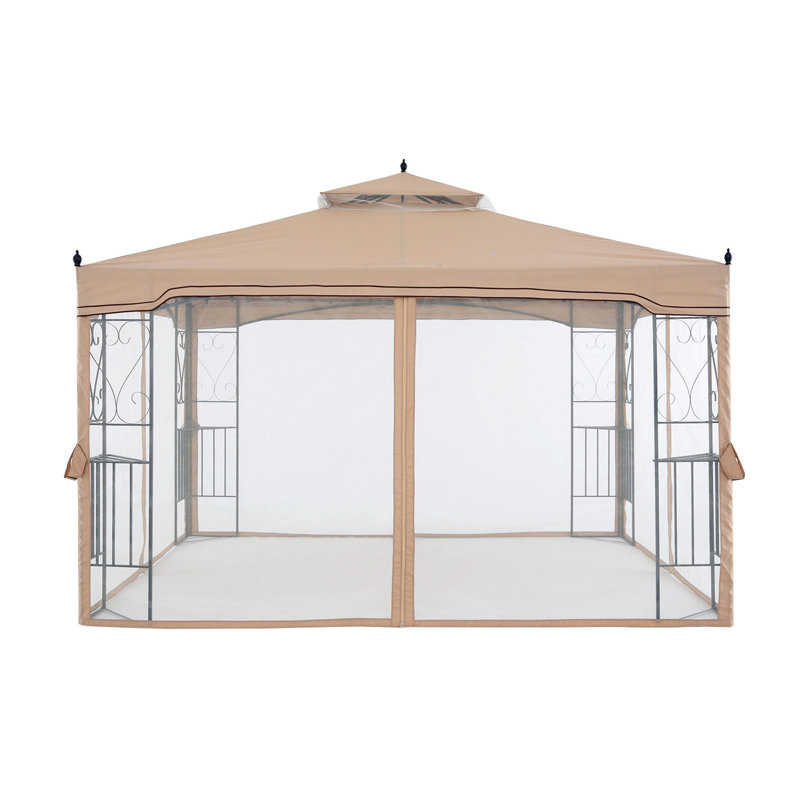 Pavillon de jardin en acier avec tablettes d'angle MASTERCANOPY, Beige, Bordure de jardin x 10 pi,