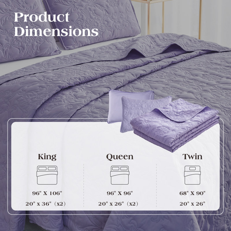Quilt Set, Purple, King Quilt + 2 King Pillowcases