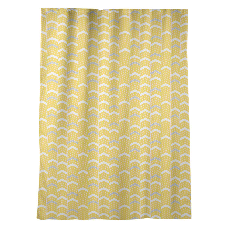 Panneau de rideau simple occultant et isolant avec passe-tringle en ligne à chevrons Stephenie, Jaune / Gris