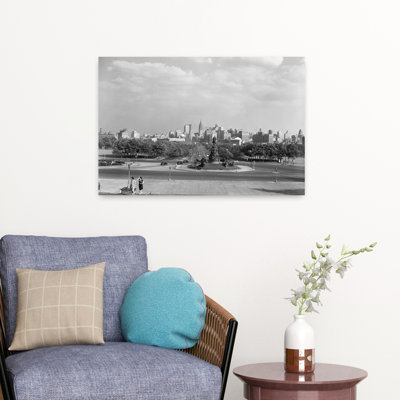 1946 Skyline Of Philadelphia From Steps Of The Art Museum Looking Down Parkway To City Hall Classic Retro Vintage City Wall Art