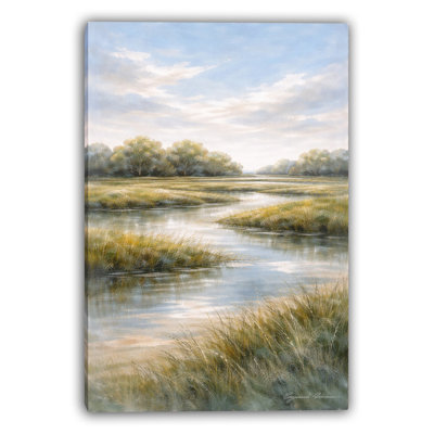 «Misty Estuary River Marsh», art mural sur toile tendue