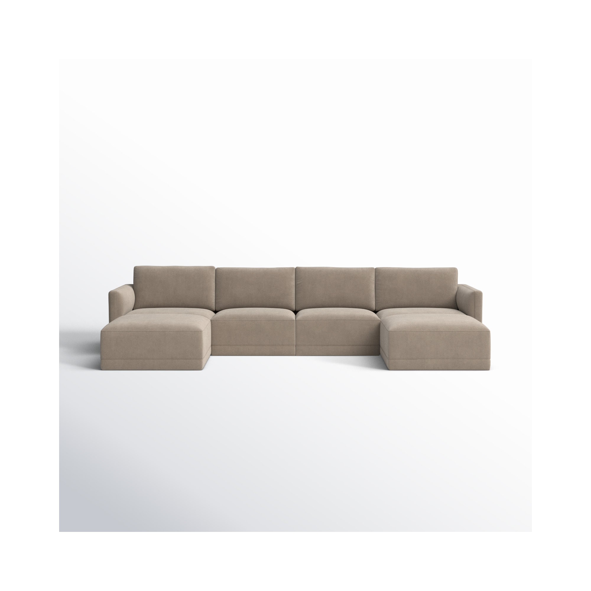 Deirdre Modular Upholstered U-Sectional, Taupe Velvet