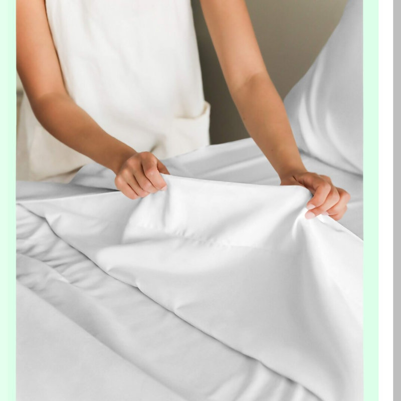 CoolCotton 400 Thread Count Twin Size Bedding Sheet Set - Breathable Hotel Luxury Sheets - Extra Soft & Wrinkle Free - Comfy White Sheets Set