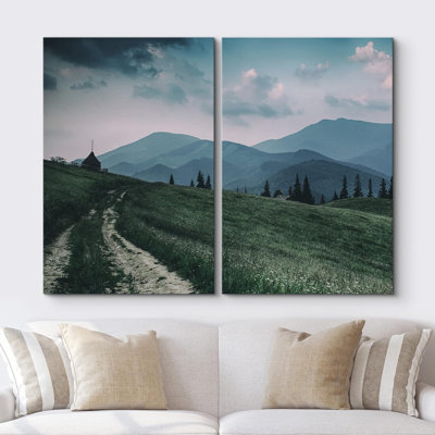 "Countryside Trail", chaîne de montagnes, paysage naturel, impression sur toile, 2 pièces