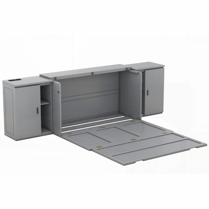 Lit escamotable multifonctionnel en MDF peu encombrant avec ports USB, idéal pour une vie compacte
