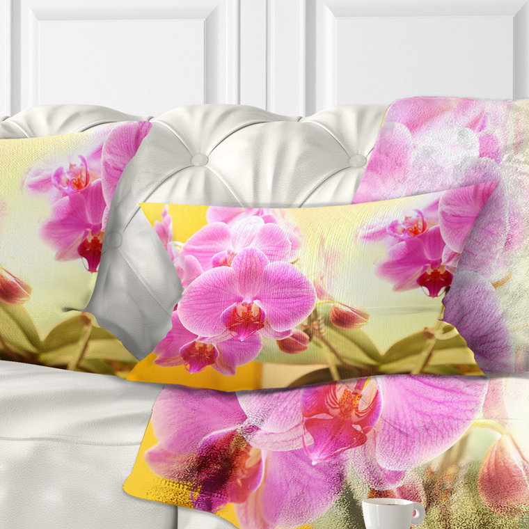 Fleurs d'orchidées mauves en fleurs - coussin à imprimé floral