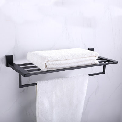 Porte-serviettes Sus 304 en acier inoxydable pour salle de bain, tablette de salle de bain avec barre à serviettes, barre porte-serviettes simple multifonction hôtel, accessoires de salle de bain à fixation murale