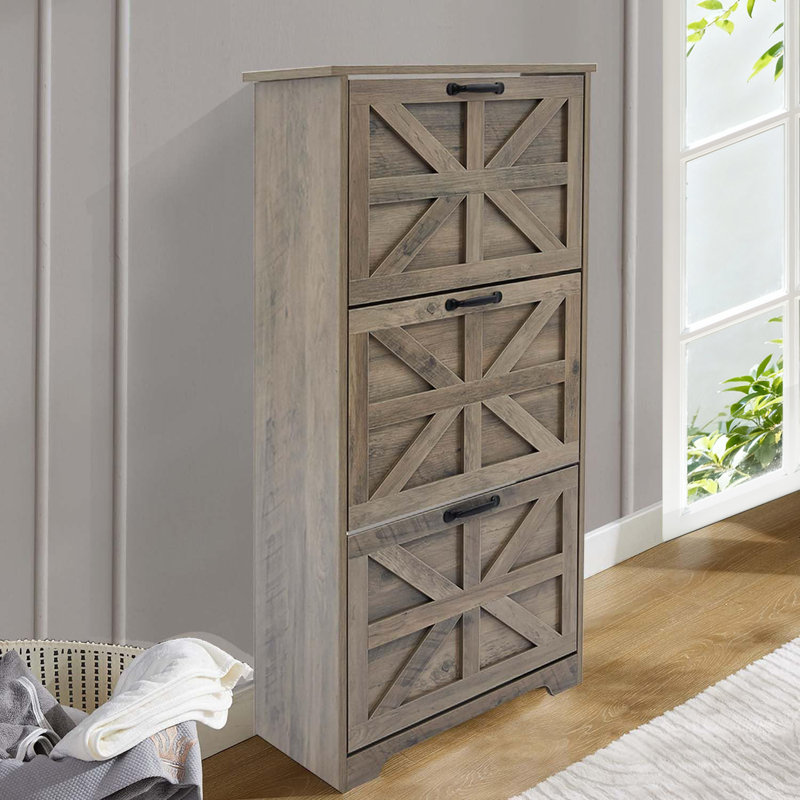 Shoe Cabinet For Entryway With 3 Flip Drawers, Wooden Shoe Storage Cabinet, 3 Tier Freestanding, Elegant Slim Shoe Organizer For Entryway, Hallway, Living Room