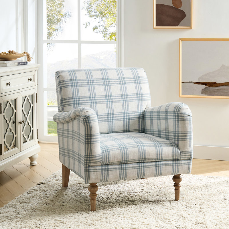 Fauteuil Ariana, À carreaux, bleu