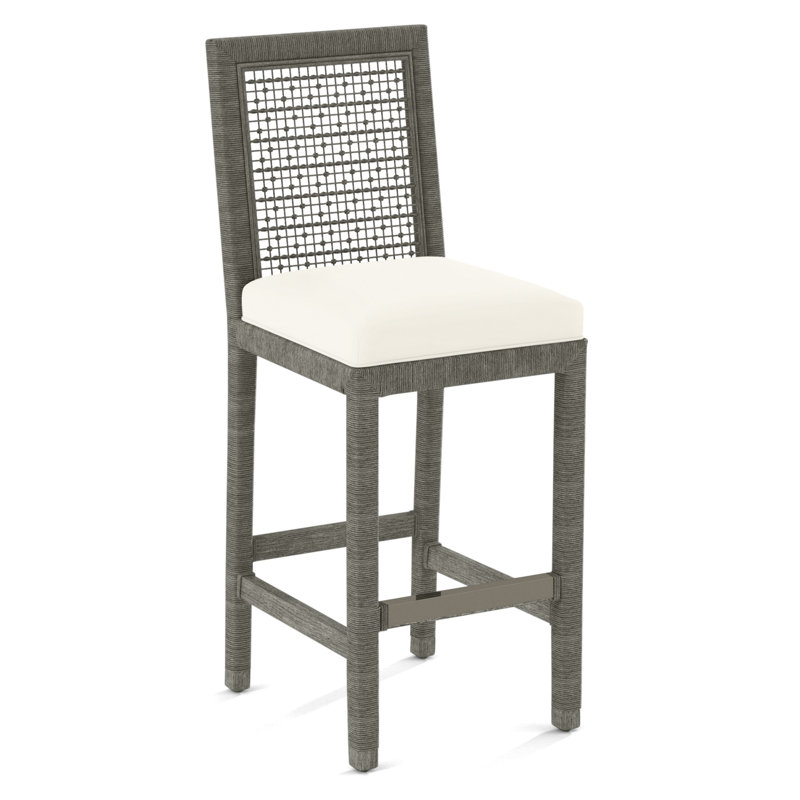 Pine Isle Bar Stool, Sunbrella Blue Pinstripe; 6205-64, Greystone