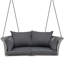 2 balançoires extérieures, tissées, coussin imperméable, siège de balançoire de patio, tissé gris avec coussin et coussins
