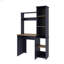 Bureau d'écriture, studio moderne ou bureau, deux tablettes supérieures et cinq tablettes ouvertes latérales pour l'organisation de livres, bleu marine