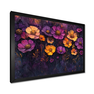 Isajah, Zinnias, fleurs, lavande, champ de minuit I - Zinnias, art mural