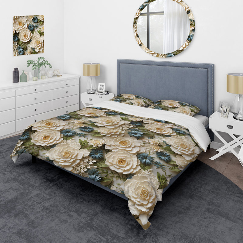 Ensemble de housse de couette blanc rétro, Housse de couette pour très grand lit et 2 très