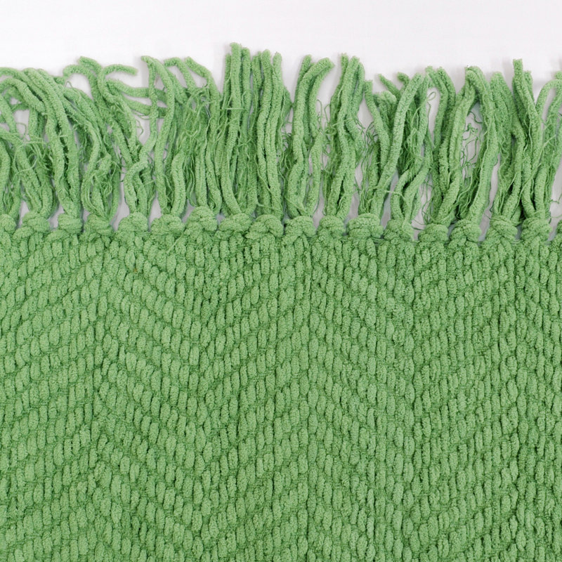 Green Knitted Microfiber Reversible Throw Blanket, 50" x 60"