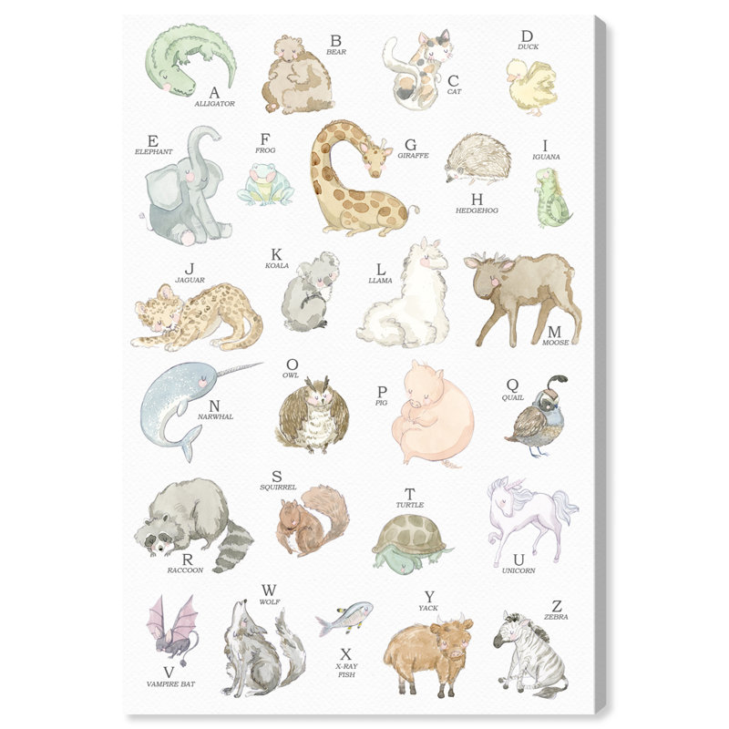« baby alphabet », impression encadrée, H 30 po x l 20 po x P 0,75 po, Toile tendue
